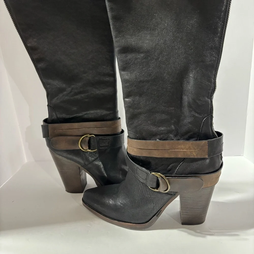 Steve Madden Z32127* Rockiie Women's Black Leather Boot Size 8B